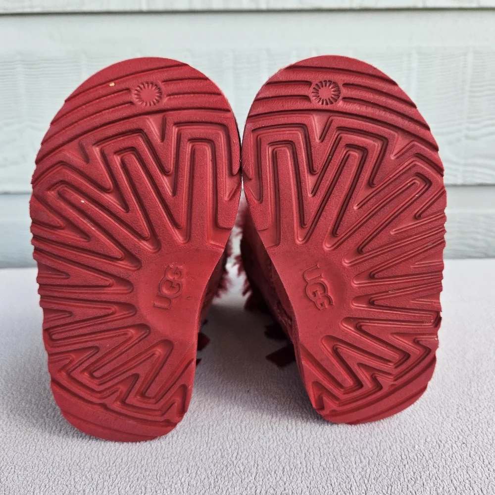UGG Classic Bailey Bow Red Lined Winter Boots Girl Toddler SZ 9 Pull-On